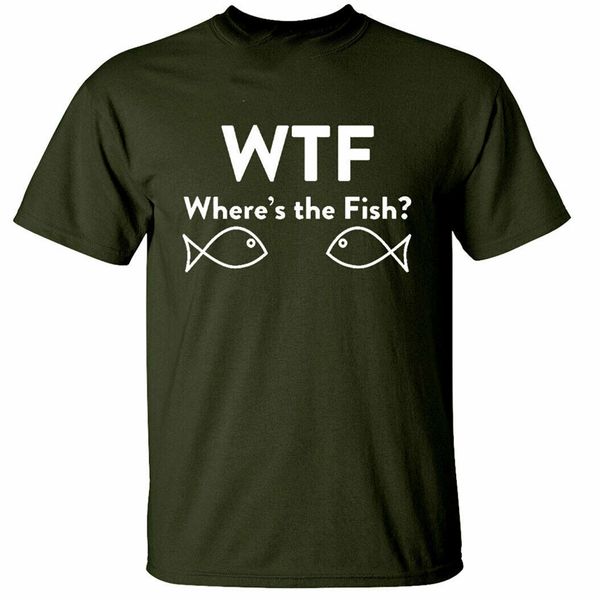 

mens wtf where's the fish funny fishing shirt t-shirt summer style tee shirt