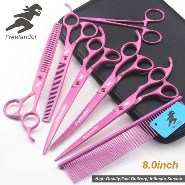 

scissors for dog grooming 8-inch pink red diamond screw pet scissors