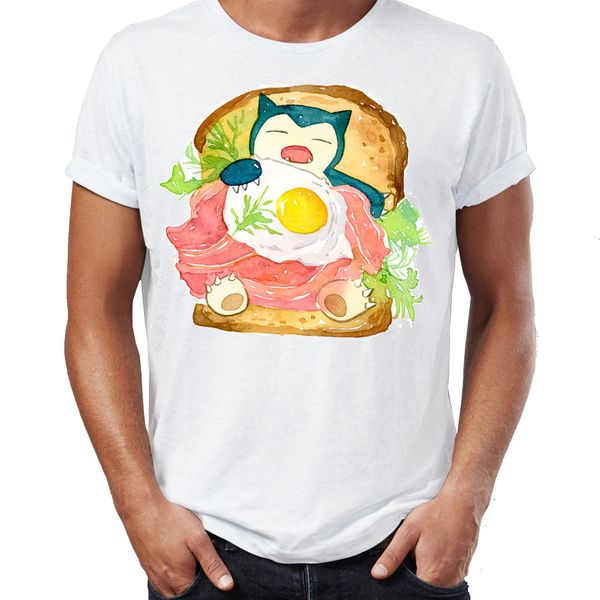 

men's t shirt snorlax sandwich awesome artwork drawing printed tee