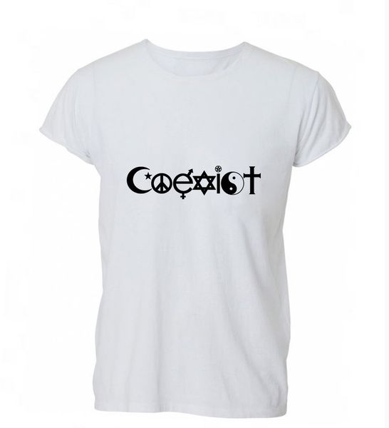 

2019 new men t-shirt coexist peace hippy sign world t shirt tshirt mens womens gift