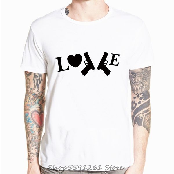 

men's o-neck short sleeve tshirt novelty love gun cartoon casual t-shirt cool funny tshirt streetwear print t-shirt men tee