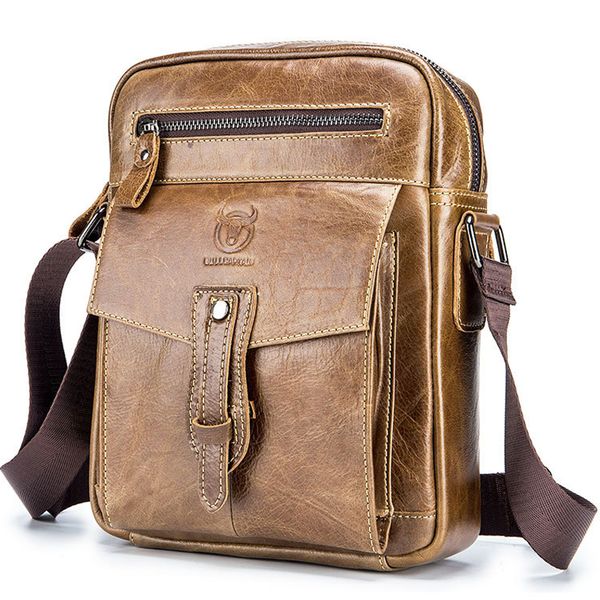 

brand new design mens bag genuine leather vintage casual work shoulder bag business male messenger bag crossbody small pocket