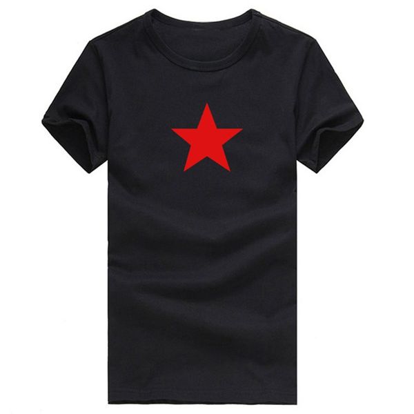 

новый бренд моды 2015 red пятиконечная звезда 100% хлопок случайный плюс размер плюс размер футболки o-образным вырезом с коротким рукавом р