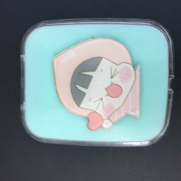 

sunglasses frames cartoon girl design contact lens case student style square carry mirror/tweezers/bottle cosmetic box, Silver