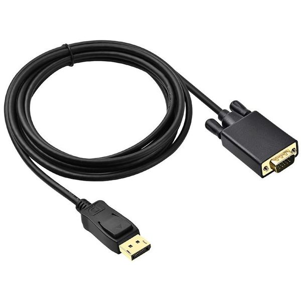 

1.8m displayport to vga converter cable adapter dp male to vga male cable adapter 1080p display port connector for macbook hdtv projector