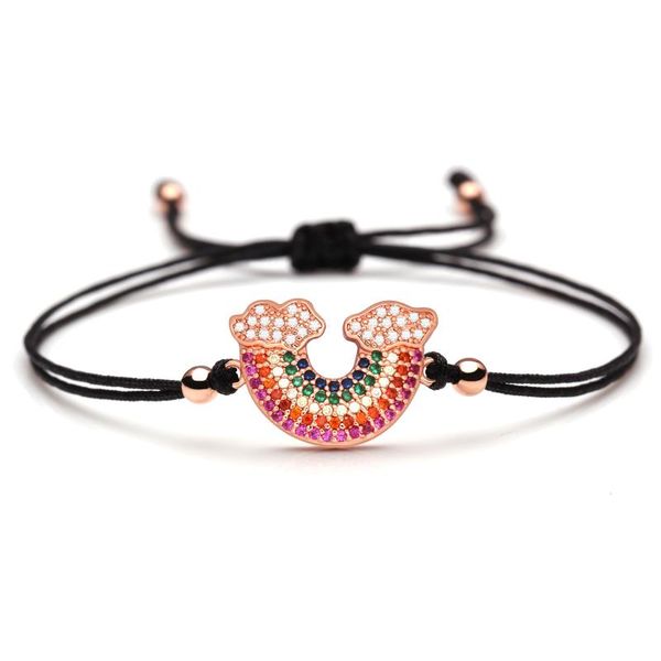 

разноцветные cz crystal click rainbow и cloud charm bracete женщина девушка медные микро прокладки кубический циркония ручной ювелирные изде, Golden;silver