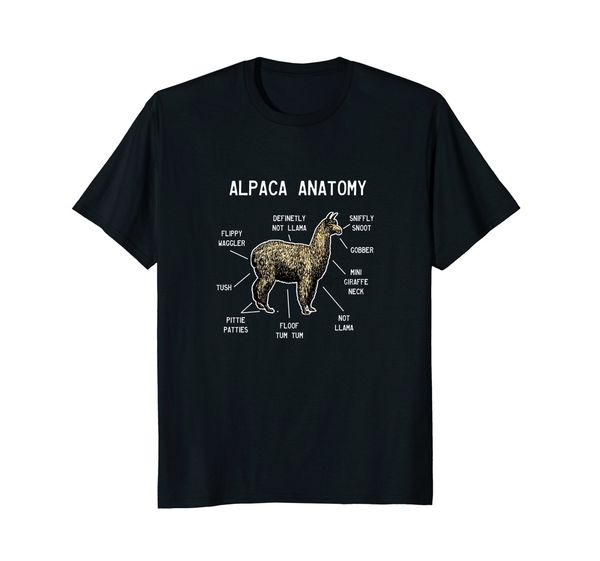 

2018 new short sleeve casual alpaca anatomy funny animal lover pet cute shirt white llama summer casual man t shirt good quality
