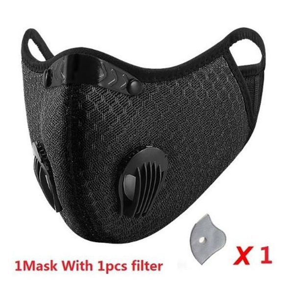 

cycling face mask with activated carbon filter breathing valve mesh pm 2.5 filter mask outdoor bike riding mask
