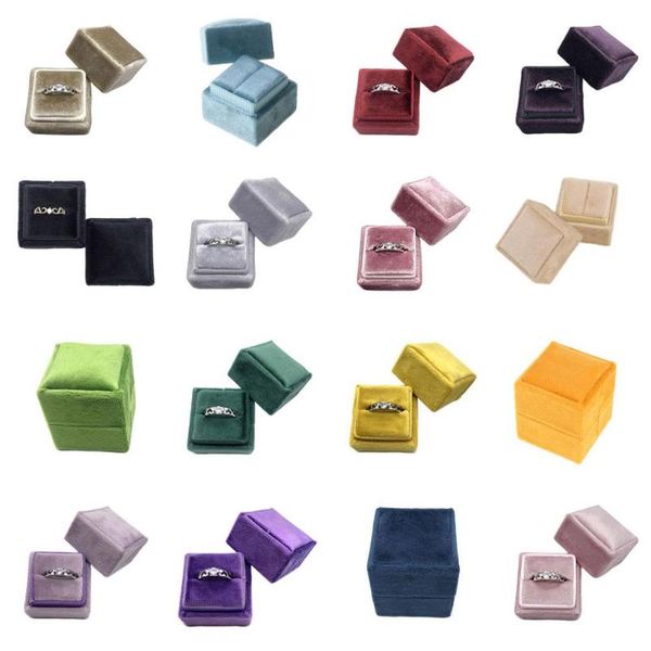 

velvet single ring box square венчание ring box с отделяемой крышкой, Pink;blue