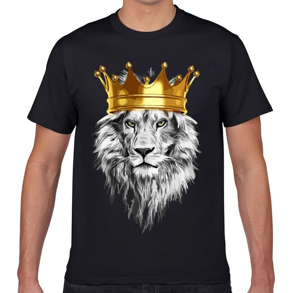 

топы t shirt men льва с короной питания короля basic black geek распечатать мужской тенниску xxxl