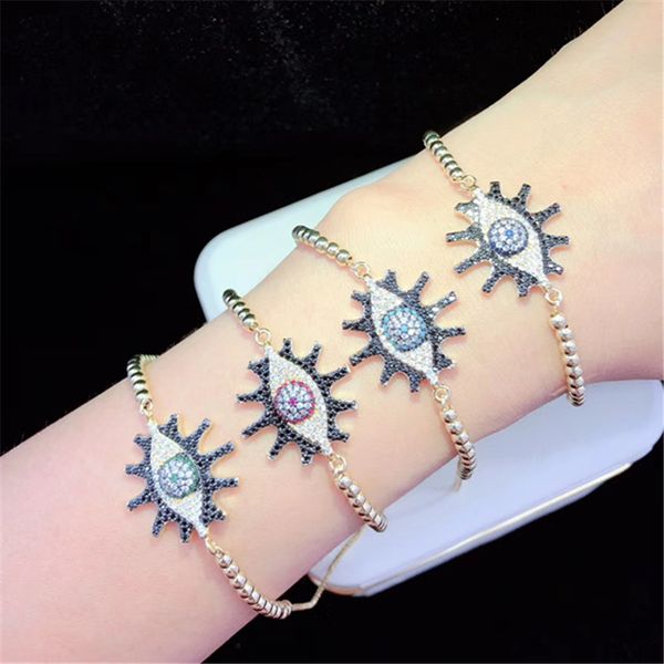 

10pcs / серия оптовая латунь браслет pave радуга цирконий ресницы сглаз регулируемый браслет ювелирных изделий, Black