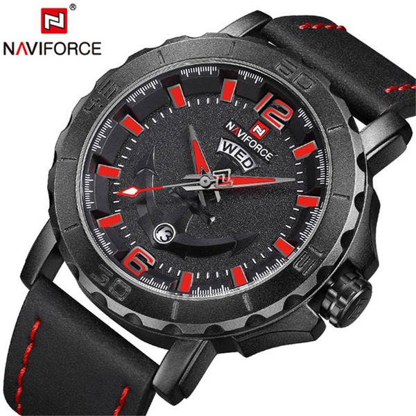 

naviforce luxury watch men brand sports fashion watch men quartz date clock leather army wrist relogio masculino, Slivery;brown