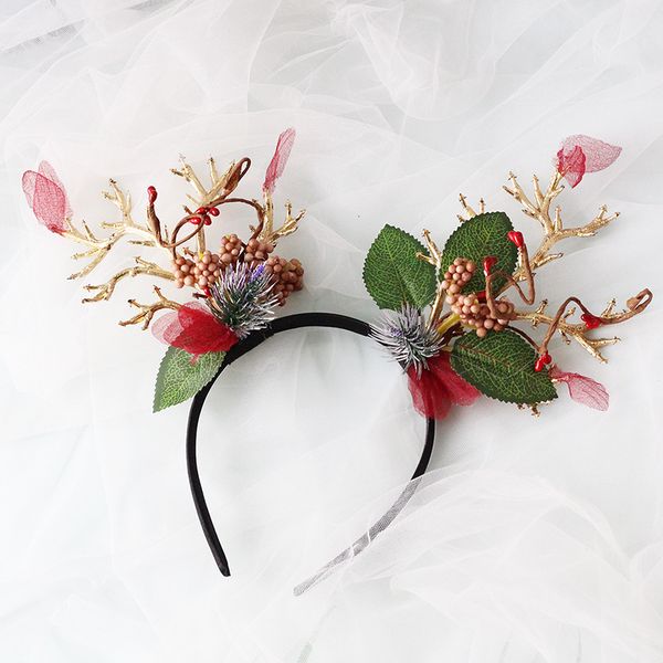 

chantalbaby baby hair clips girl hairbands christmas elk headdress children's antler performance easter shooting headband, Slivery;white