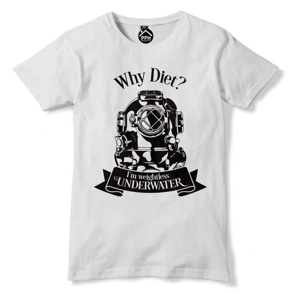 

2019 new casual cotton tee shirt diet im weightless underwater t shirt deep sea diving tshirt scuba 138 summer men t-shirt