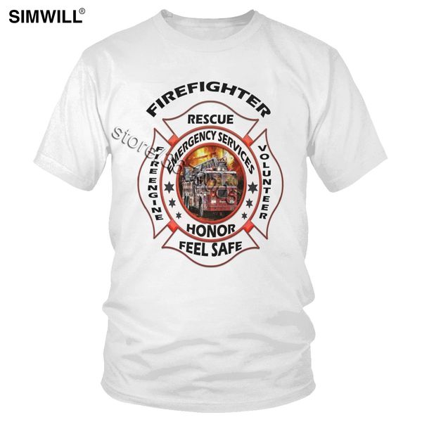 

male firefighter rescue volunteer t shirt cool fireman t-shirt short sleeves cotton summer tee regular fit tshirt gift clothing