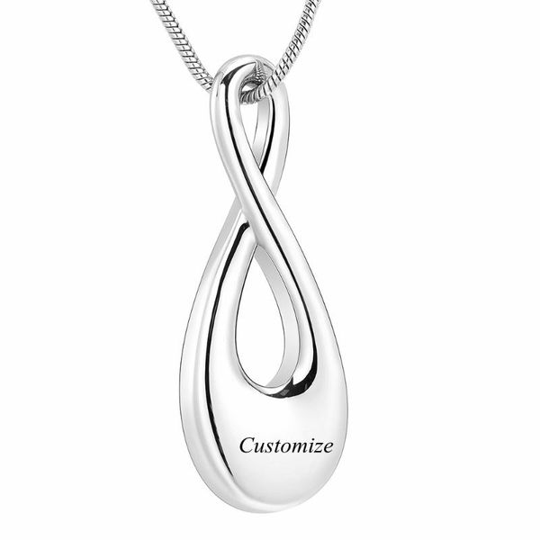 

lkj10061 infinity love necklace customize text for loved ones ashes keepsake jewelry cremation pendant, Silver