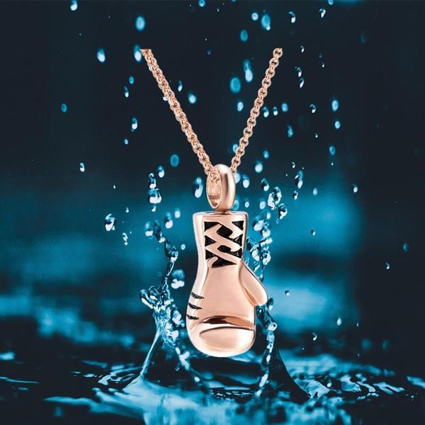 

chains ijd8308 stainless steel cremation boxing gloves keepsake necklace for ashes urn pendant memorial bracket jewelry, Silver