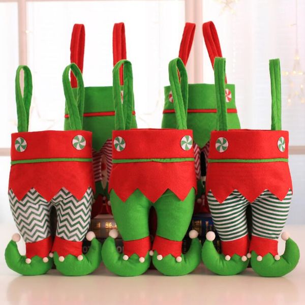 

christmas new year christmas elf pants stocking wine bottle cover home party decoration kids candy gift bags supplies 6 colors ing