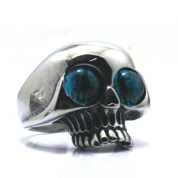 

cluster rings 316l stainless steel cool blue eye ball skull ring est, Golden;silver