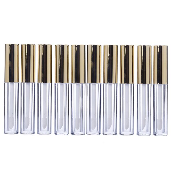 

10pcs 10ml lipgloss tube labial circular tubes empty lip gloss tube plastic body lip glaze bottle for female perfume (golden)