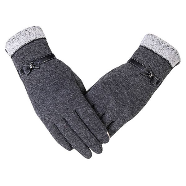 

hetobeto new fashion women gloves autumn winter cute bow warm warmer mitts full finger mittens women cashmere female gloves, Blue;gray