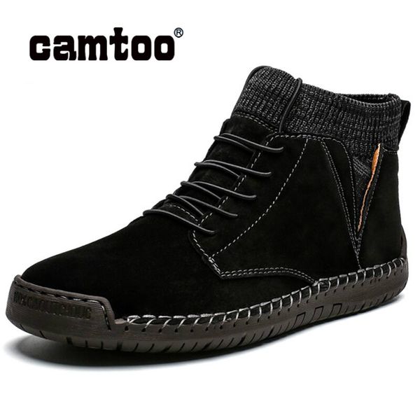 

camtoo new men's boots winter with fur keep warm snow boots men shoes footwear fashion winter leather drive size 38-48, Black