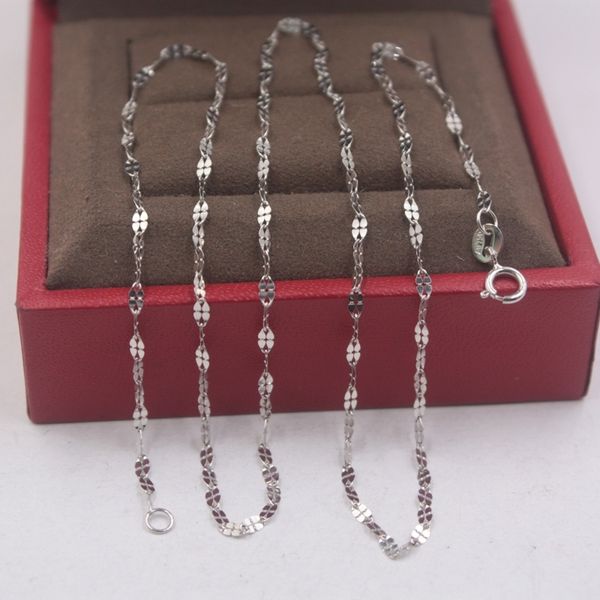

chains pure 18k white gold chain luck 1.8mmw clover link necklace 18inches 1.15g, Silver