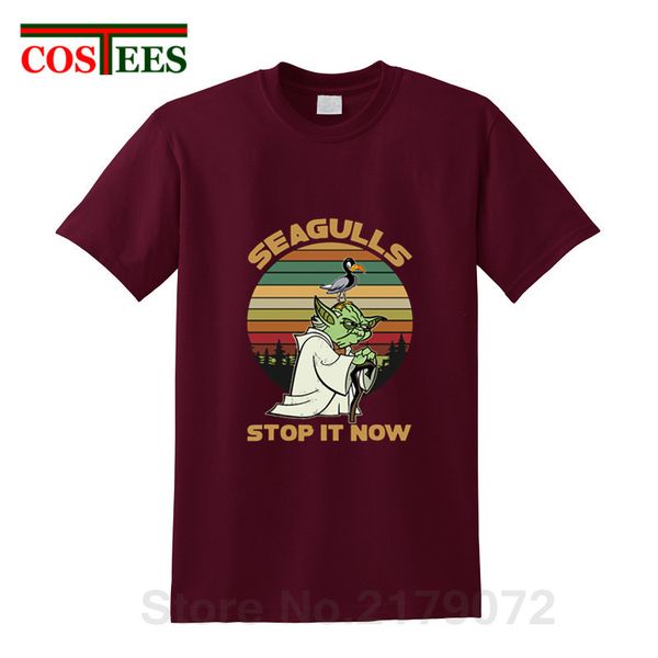 

2019 vintage summer style star yoda t shirt men seagulls sit now t-shirt last jedi wars tshirt streetwear retro harajuku tee
