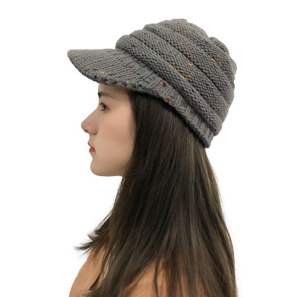 

beanie/skull caps women winter hats knitted beanies multicolor stitching outdoor plush crochet knit beanie cap peaked soft skullies, Blue;gray