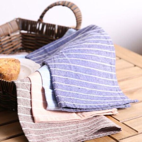 

40cm*31cm table napkin placemat heat insulation mat striped napkin fabric table placemats background cotton linen cloth