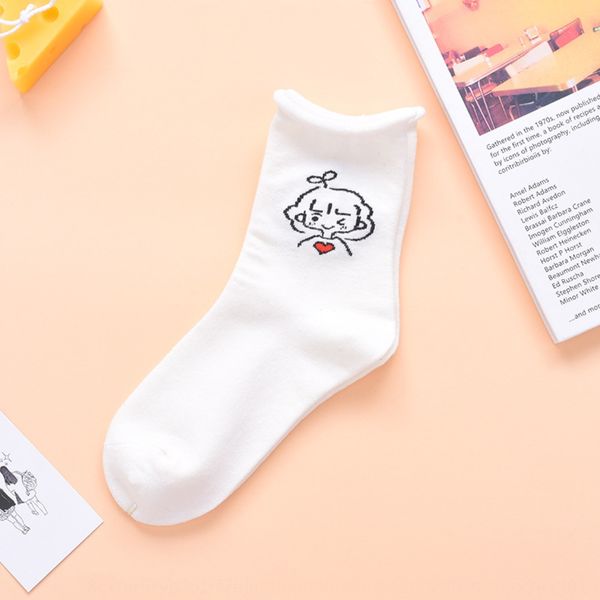 

новая девочка и кошка весна и осень лето хлопок дышащие сладкие девочки cat корейский мультфильм белый завивки носки женщин среднего теленок, Black