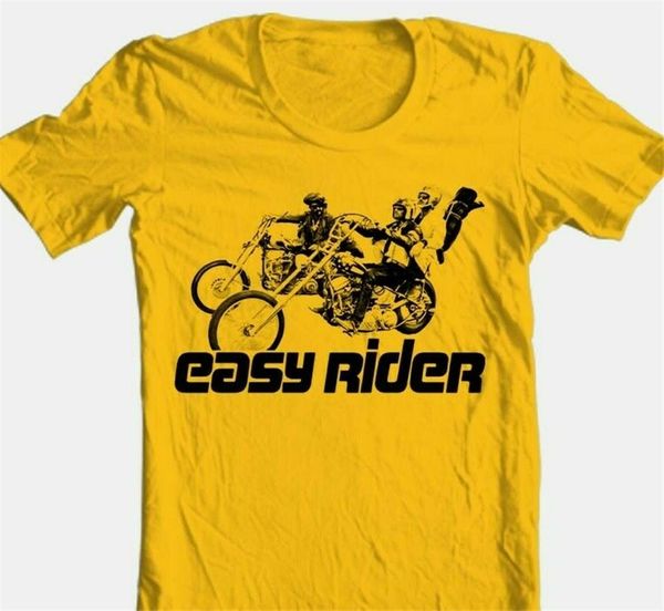 

easy rider t-shirt ретро классический 1970's фильм 100% хлопок графический фильм золотой tee дышащий tee shirt