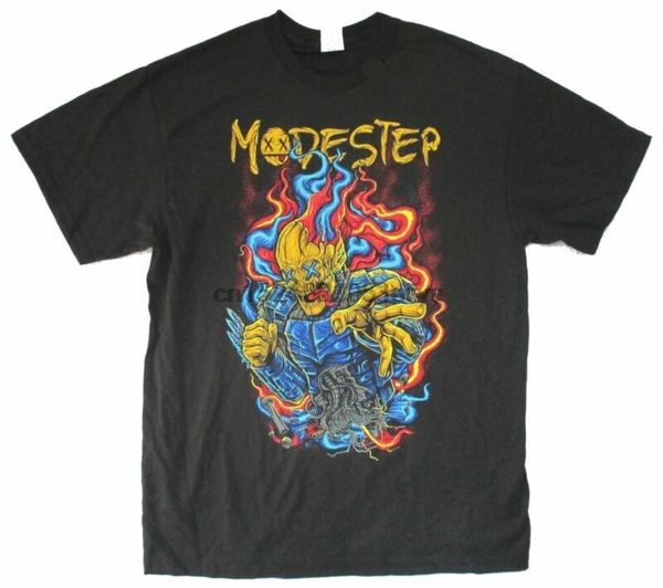 

modestep flaming x-eyes cartoon image blk t-shirt new dubstep