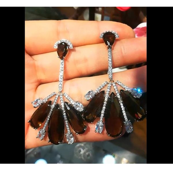 

missvikki romantic trendy big long dangle earrings for women bridal wedding girl daily party fine jewelry high quality, Silver