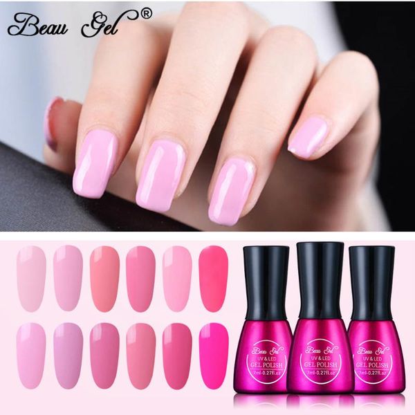 

beau gel 7ml pink color uv gel nail polish soak off semi permanant hybrid varnish nail art led lamp polish lucky lacquer, Red;pink