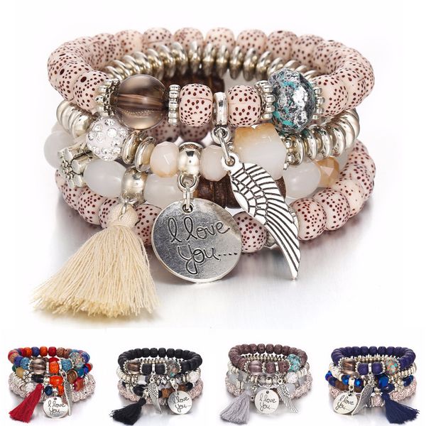 

bohemia crystal bead bracelets for women bracelet female tassel natural stone charms wristband gift pulseira feminina, Golden;silver
