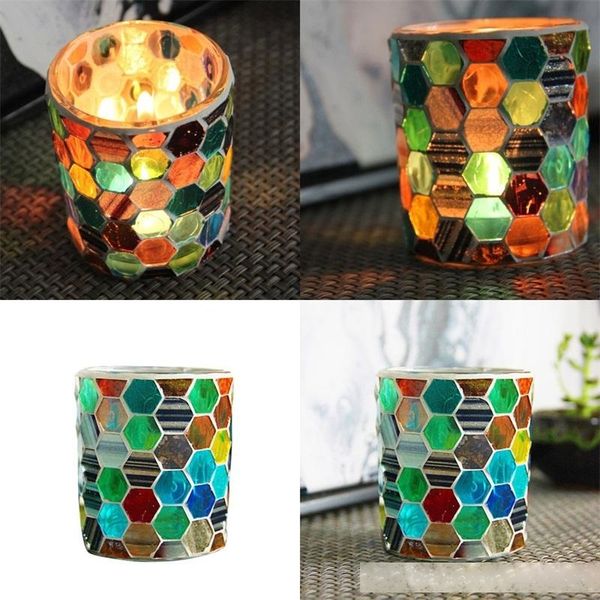 

glass candlestick hexagon colourful candle holder housewear candelabrum dinner decoration party favour fashion popular 12yy uu