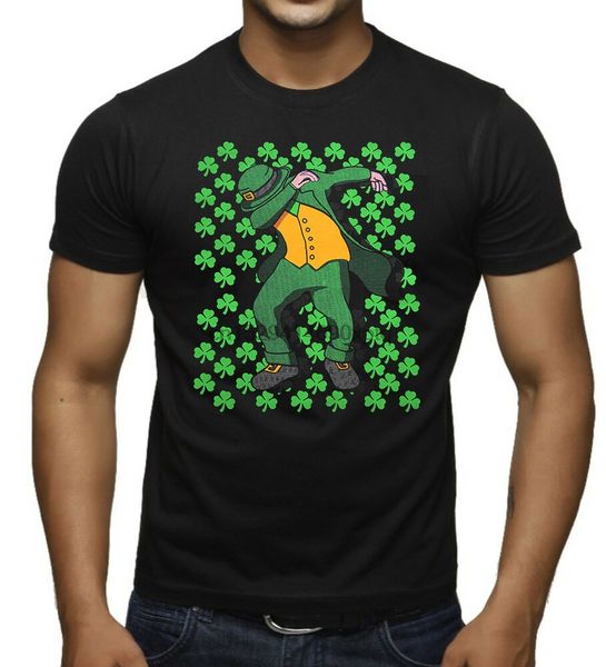 

новые мужские прилагая лепрекон shamrock black t shirt st.patricks ирландия clover