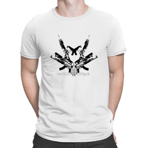

punisher gun tattoo t-shirts summer style hip hop crazy knitted tshirt for men clever 100% cotton funny anlarach outfit