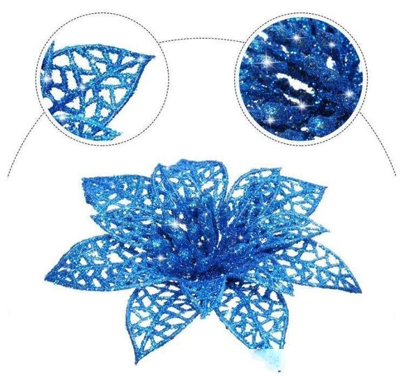 

christmas tree flowers glitter decorative artificial poinsettia flowers christmas tree ornaments for wedding christmas festival decoration