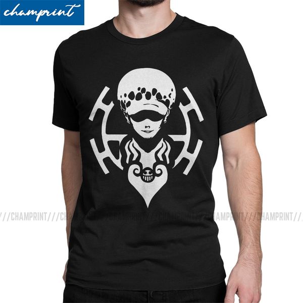 

captain of the heart pirate t shirts for men cotton funny t-shirt trafalgar law one piece anime tee shirt short sleeve gift