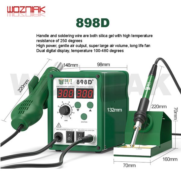 

original 878d 898d 2in1 air gun electric soldering iron of welding table adjustable temperature constant temperature