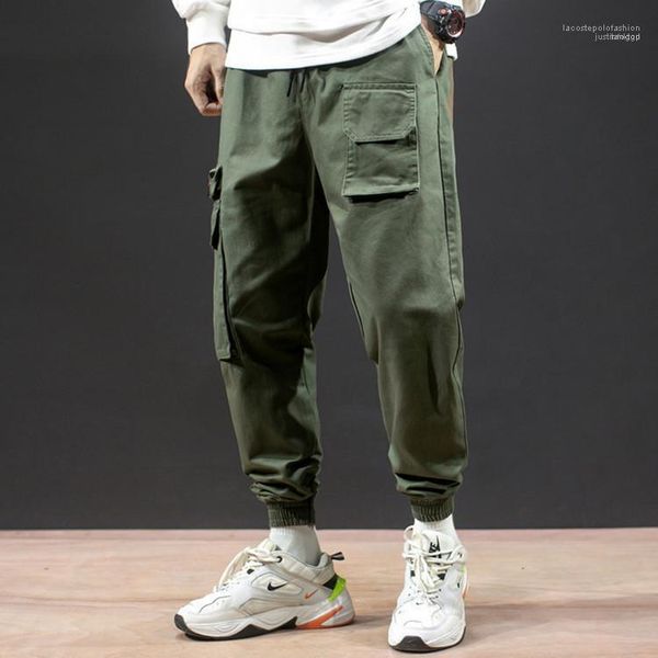 

mens pencil pants mens designer pants casual big package cargo pants letter embroidery, Black