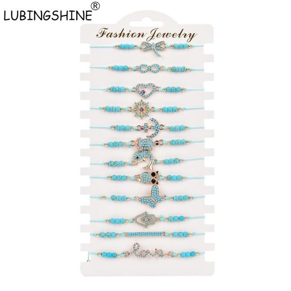 

lubingshine boho bracelets charm bangles blue stone anchor heart heart butterfly love infinity bracelet adjustable jewelry 12pcs, Black