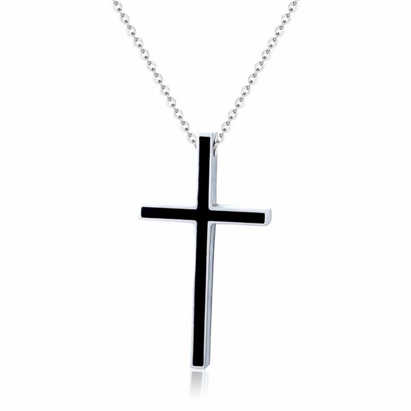 

2020 simple oil drop cross pendant necklace women fashion stainless steel necklace men chain choker women choker gifts female, Silver