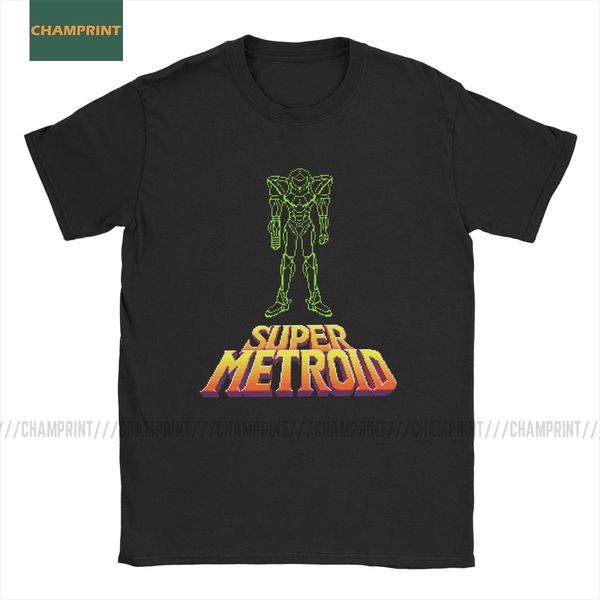

men t-shirt super metroid awesome 100% cotton tee shirt short sleeve samus wars aran prime ridley zebes game t shirt big size