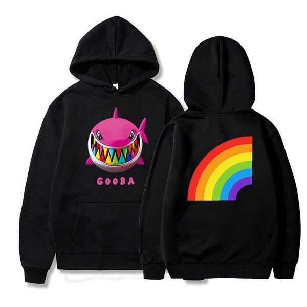 

6ix9ine hoodies gooba rainbow streetwear hiphop rapper long sleeve velvet warm soft pullovers sweatshirts, Black