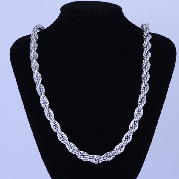 

chains 3.8mm silver color necklace for men women twisted rope design choker solid stainless steel chain bohemian style 20inch link