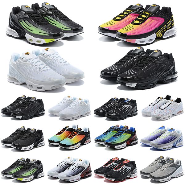 

tn plus 3 running shoes mens trainers triple black white neon hyper violet parachute usa mens sports sneakers