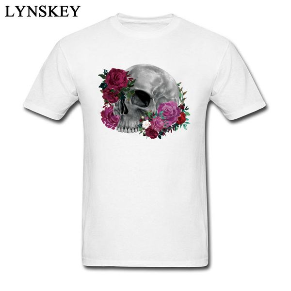 

2018 latest floral skull print t shirts for men overgrown skull tshirt cool design hip hop t-shirts